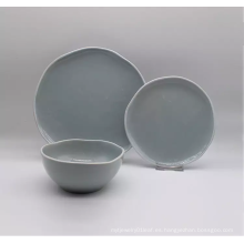 Seta de la cena de cerámica Stoneware de decoración de la línea blanca.